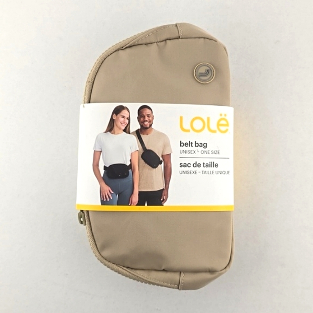 NWT Lole Unisex Compact Crossbody Belt Bag Beige Adjustable Strap